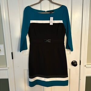 NWT White House black market 3/4 sleeve color block ponte dress. Gorgeous!